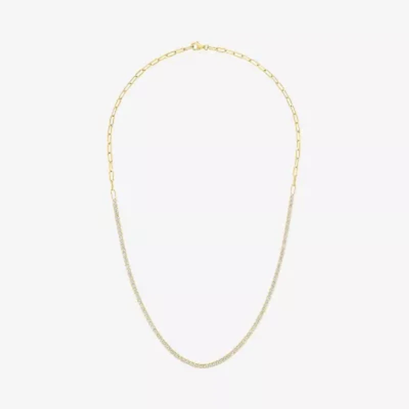 Yes, Please! Womens White Sapphire Sterling Silver 18 Inch Tennis Necklace