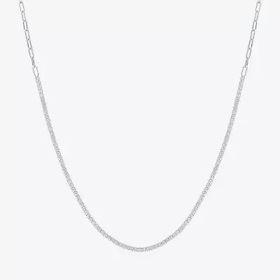 Yes, Please! Womens White Sapphire Sterling Silver 18 Inch Tennis Necklace