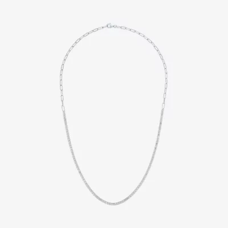 Yes, Please! Womens White Sapphire Sterling Silver 18 Inch Tennis Necklace
