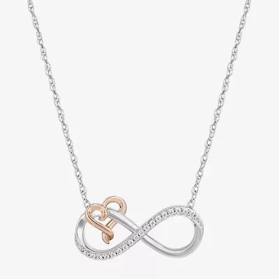 (I, I2) Womens 1/10 CT. T.W. Lab Grown White Diamond 14K Rose Gold Over Silver Infinity 18 Inch Pendant Necklace