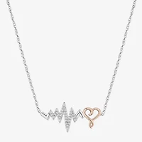 (I, I2) Womens 1/6 CT. T.W. Lab Grown White Diamond 14K Rose Gold Over Silver Sterling Silver Heart 18 Inch Pendant Necklace