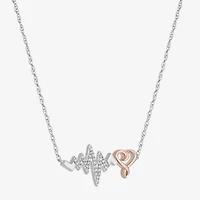 (I, I2) Womens 1/6 CT. T.W. Lab Grown White Diamond 14K Rose Gold Over Silver Sterling Silver Heart 18 Inch Pendant Necklace