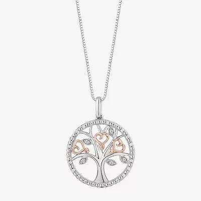 Hallmark Diamonds (I, I2) Womens 1/8 CT. T.W. Lab Grown White Diamond 14K Rose Gold Over Silver Sterling Silver Heart 18 Inch Pendant Necklace