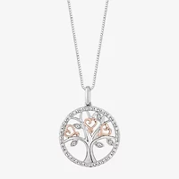 Hallmark Diamonds (I, I2) Womens 1/8 CT. T.W. Lab Grown White Diamond 14K Rose Gold Over Silver Sterling Silver Heart 18 Inch Pendant Necklace