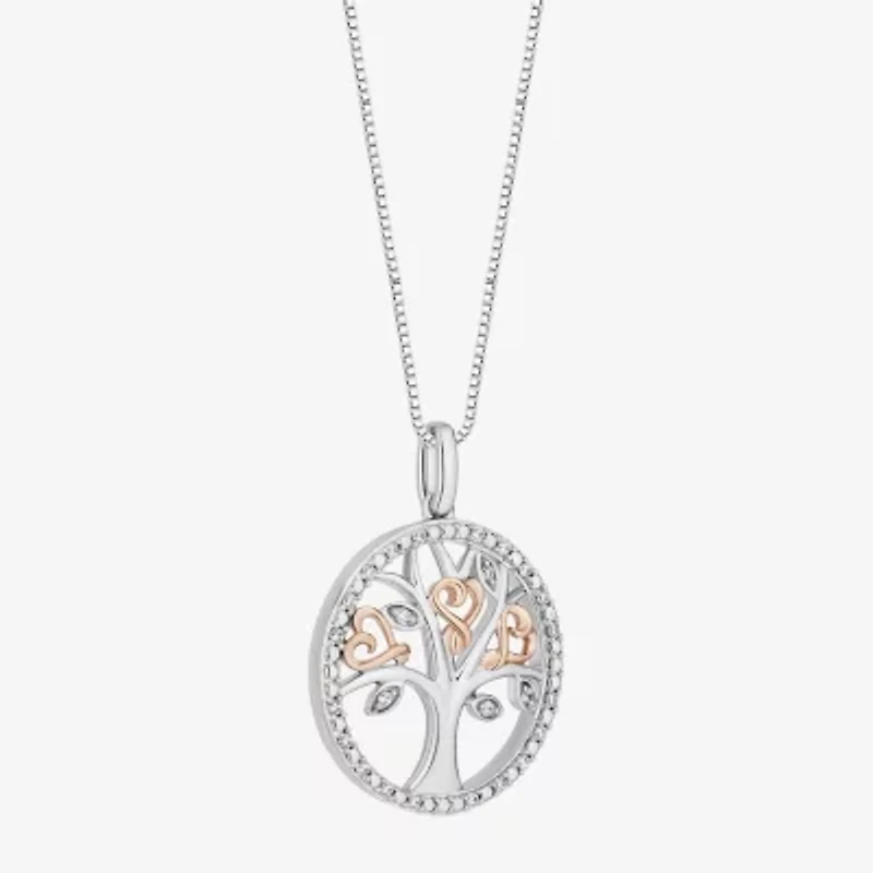 Hallmark Diamonds (I, I2) Womens 1/8 CT. T.W. Lab Grown White Diamond 14K Rose Gold Over Silver Sterling Silver Heart 18 Inch Pendant Necklace