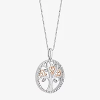 Hallmark Diamonds (I, I2) Womens 1/8 CT. T.W. Lab Grown White Diamond 14K Rose Gold Over Silver Sterling Silver Heart 18 Inch Pendant Necklace
