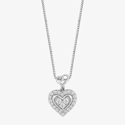 Hallmark Diamonds (I, I2) Womens 1/5 CT. Lab Grown White Diamond Sterling Silver Heart 18 Inch Pendant Necklace