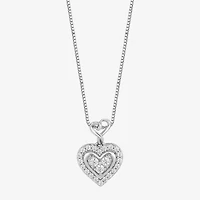Hallmark Diamonds (I, I2) Womens 1/5 CT. Lab Grown White Diamond Sterling Silver Heart 18 Inch Pendant Necklace