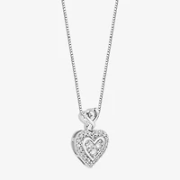 Hallmark Diamonds (I, I2) Womens 1/5 CT. Lab Grown White Diamond Sterling Silver Heart 18 Inch Pendant Necklace