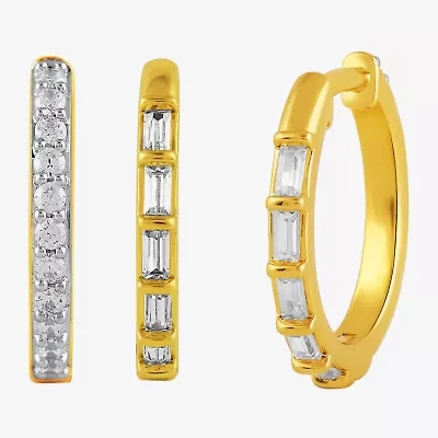 (I, I2) Womens 1/2 CT. T.W. Lab Grown White Diamond 14K Gold Over Silver 15.3mm Circle Hoop Earrings