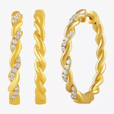 (I, I2) Womens 1/2 CT. T.W. Lab Grown White Diamond 14K Gold Over Silver 30.8mm Circle Hoop Earrings