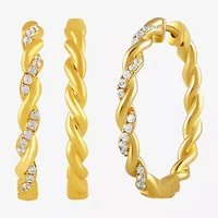 (I, I2) Womens 1/2 CT. T.W. Lab Grown White Diamond 14K Gold Over Silver 30.8mm Circle Hoop Earrings