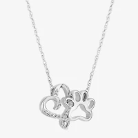 Hallmark Diamonds (I, I2) Womens 1/10 CT. T.W. Lab Grown White Diamond Sterling Silver Heart 18 Inch Pendant Necklace