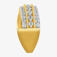 I/ I2 Womens 1 CT. T.W. Lab Grown White Diamond 14K Gold Over Silver Round Cluster Crossover Cocktail Ring