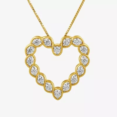 I/ I2 Womens 1 CT. T.W. Lab Grown White Diamond 14K Gold Over Silver Heart Pendant