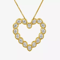 I/ I2 Womens 1 CT. T.W. Lab Grown White Diamond 14K Gold Over Silver Heart Pendant