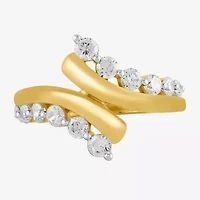 I/ I2 Womens 1 CT. T.W. Lab Grown White Diamond 14K Gold Over Silver Cluster Crossover Cocktail Ring