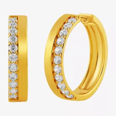 (I, I2) Womens 1 CT. T.W. Lab Grown White Diamond 14K Gold Over Silver 22.2mm Circle Hoop Earrings