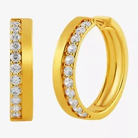 (I, I2) Womens 1 CT. T.W. Lab Grown White Diamond 14K Gold Over Silver 22.2mm Circle Hoop Earrings