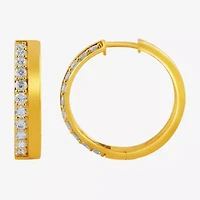 (I, I2) Womens 1 CT. T.W. Lab Grown White Diamond 14K Gold Over Silver 22.2mm Circle Hoop Earrings