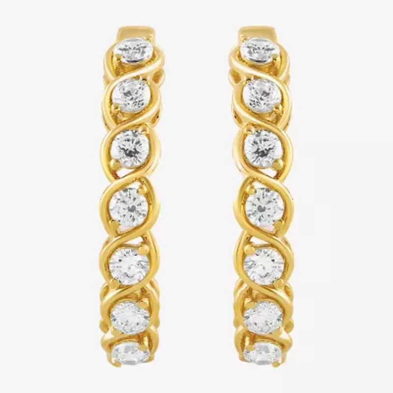 (I, I2) Womens 1 CT. T.W. Lab Grown White Diamond 14K Gold Over Silver 23.7mm Circle Hoop Earrings