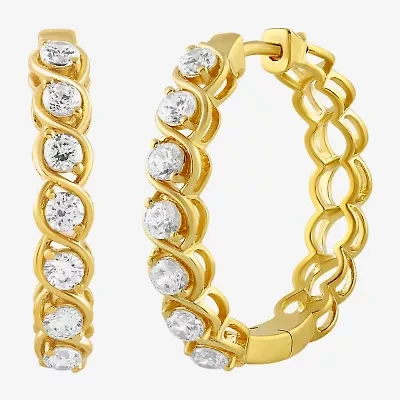 (I, I2) Womens 1 CT. T.W. Lab Grown White Diamond 14K Gold Over Silver 23.7mm Circle Hoop Earrings