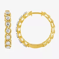 (I, I2) Womens 1 CT. T.W. Lab Grown White Diamond 14K Gold Over Silver 23.7mm Circle Hoop Earrings