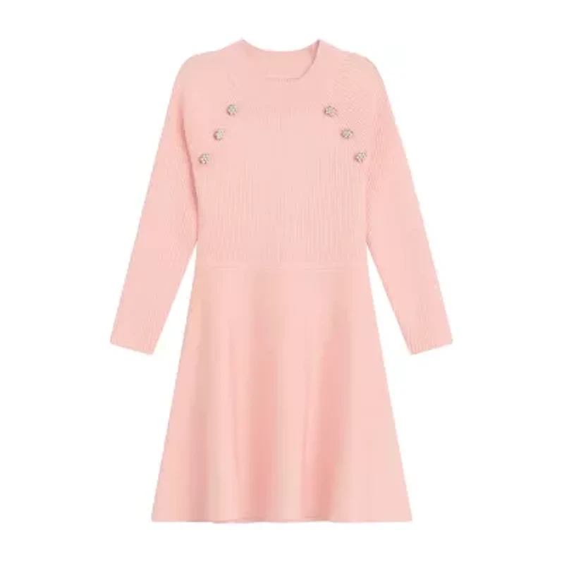 Knit Works Toddler Girls Long Sleeve Drop Shoulder Sweater Dress