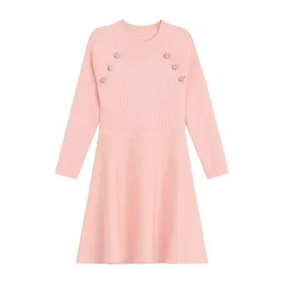 Knit Works Toddler Girls Long Sleeve Drop Shoulder Sweater Dress
