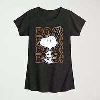 Girls Crew Neck Short Sleeve Snoopy Graphic T-Shirt