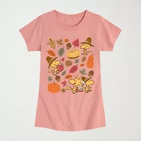Girls Crew Neck Short Sleeve Snoopy Graphic T-Shirt