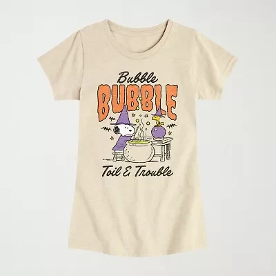 Girls Crew Neck Short Sleeve Snoopy Graphic T-Shirt