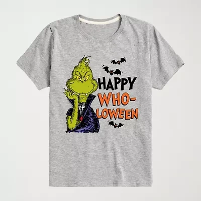 Little & Big Kid Boys Crew Neck Short Sleeve Regular Fit Grinch Graphic T-Shirt