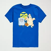 Ghost And Mummy Halloween Little & Big Kid Boys Crew Neck Short Sleeve Regular Fit Spongebob Graphic T-Shirt