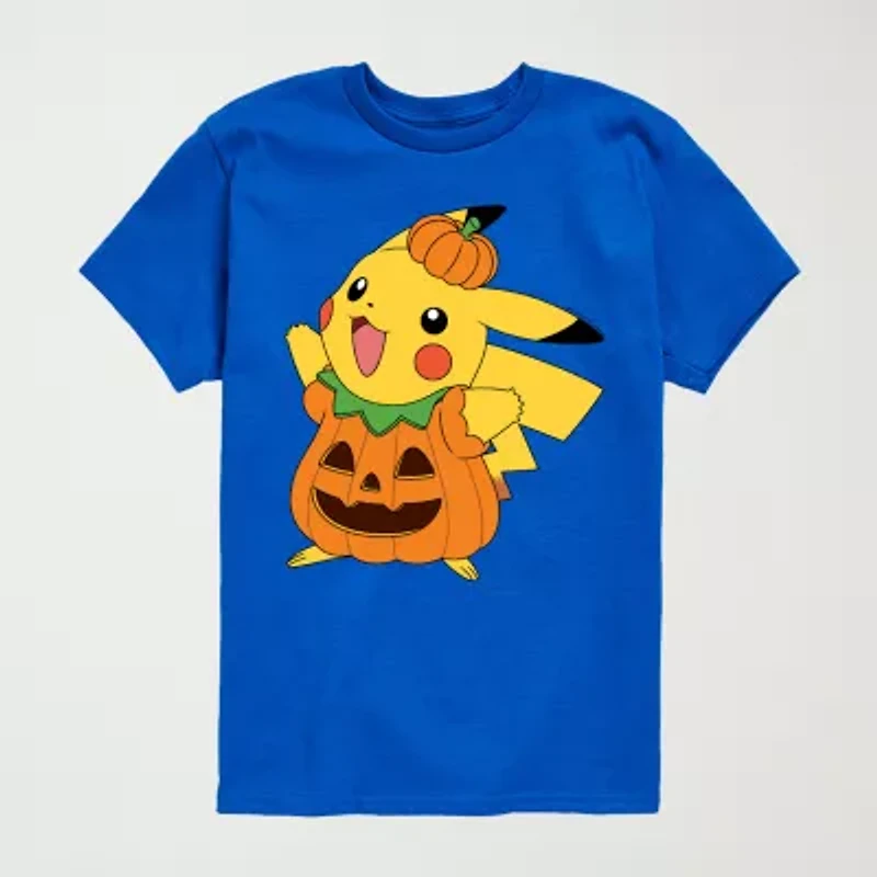 Pikachu Little & Big Kid Boys Crew Neck Short Sleeve Regular Fit Pokeman Graphic T-Shirt