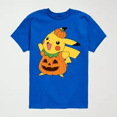 Pikachu Little & Big Kid Boys Crew Neck Short Sleeve Regular Fit Pokeman Graphic T-Shirt