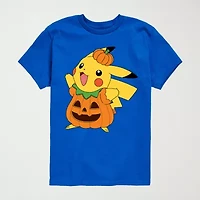Pikachu Little & Big Kid Boys Crew Neck Short Sleeve Regular Fit Pokeman Graphic T-Shirt