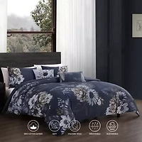 Bebejan Forget Me Not 100% Cotton Sateen 5 Piece Reversible Comforter Set