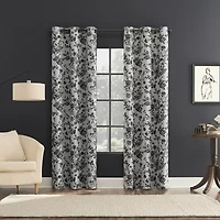 Sun Zero Percy Merina Print Grommet Top Energy Saving 100% Blackout Single Curtain Panel