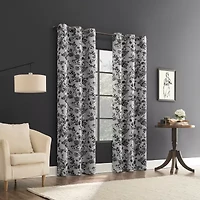 Sun Zero Percy Merina Print Grommet Top Energy Saving 100% Blackout Single Curtain Panel