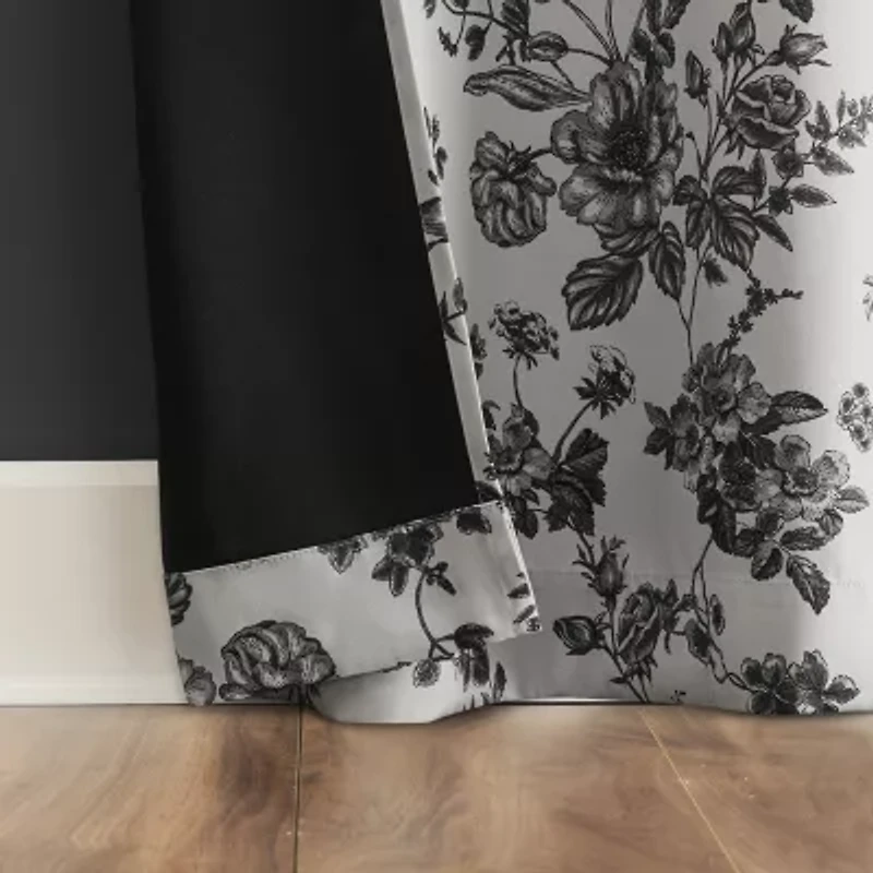 Sun Zero Percy Merina Print Grommet Top Energy Saving 100% Blackout Single Curtain Panel