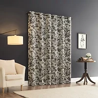 Sun Zero Percy Merina Print Grommet Top Energy Saving 100% Blackout Single Curtain Panel