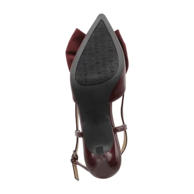 Adrienne Vittadini Grosgrain Bow Detail Womens Pointed Closed Toe Kitten Heel Pumps