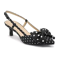 Adrienne Vittadini Grosgrain Bow Detail Womens Pointed Closed Toe Kitten Heel Pumps