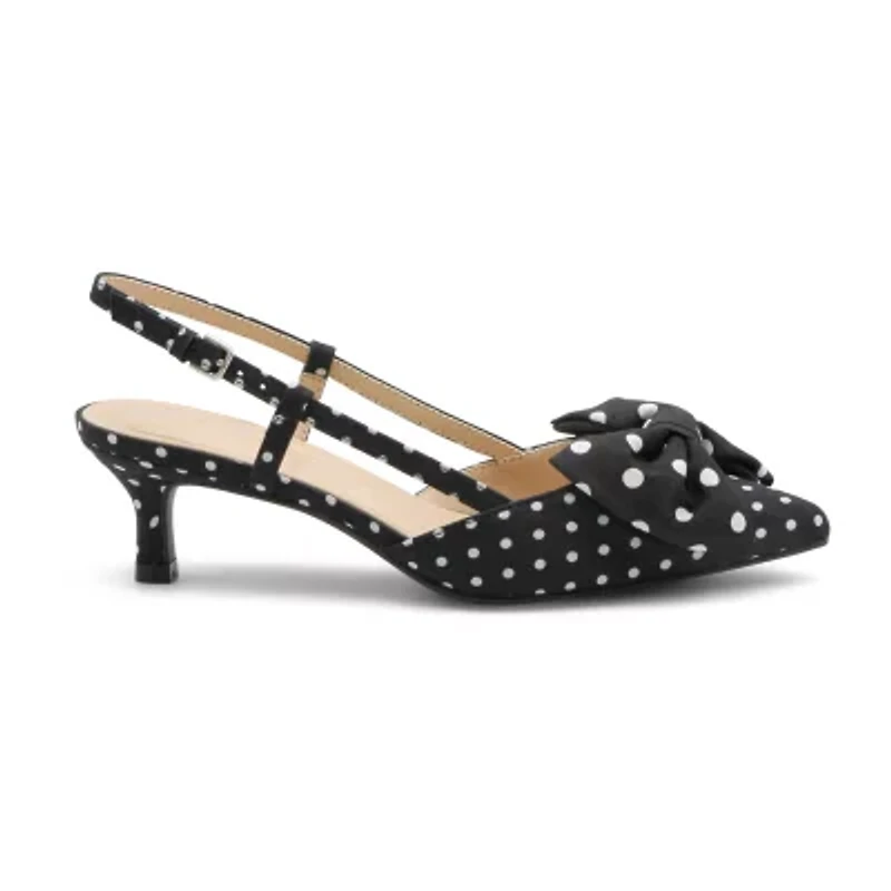 Adrienne Vittadini Grosgrain Bow Detail Womens Pointed Closed Toe Kitten Heel Pumps