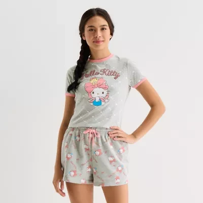 Womens Juniors Crew Neck Short Sleeve Regular Fit Hello Kitty Graphic T-Shirt