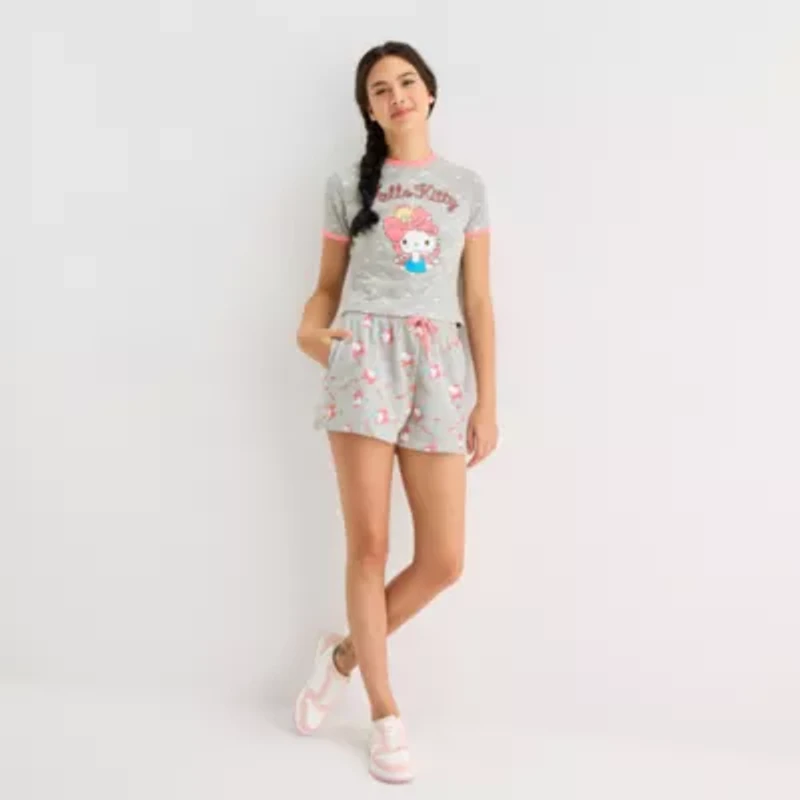 Womens Juniors Crew Neck Short Sleeve Regular Fit Hello Kitty Graphic T-Shirt