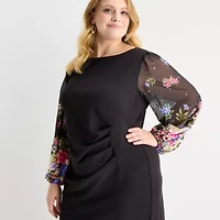 Jessica Howard Womens Plus Long Sleeve Sheath Dress