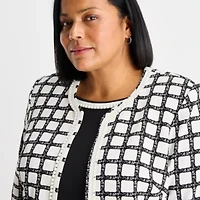 Maya Brooke Womens Plus Windowpane Jacket Dress
