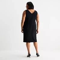 Maya Brooke Womens Plus Windowpane Jacket Dress